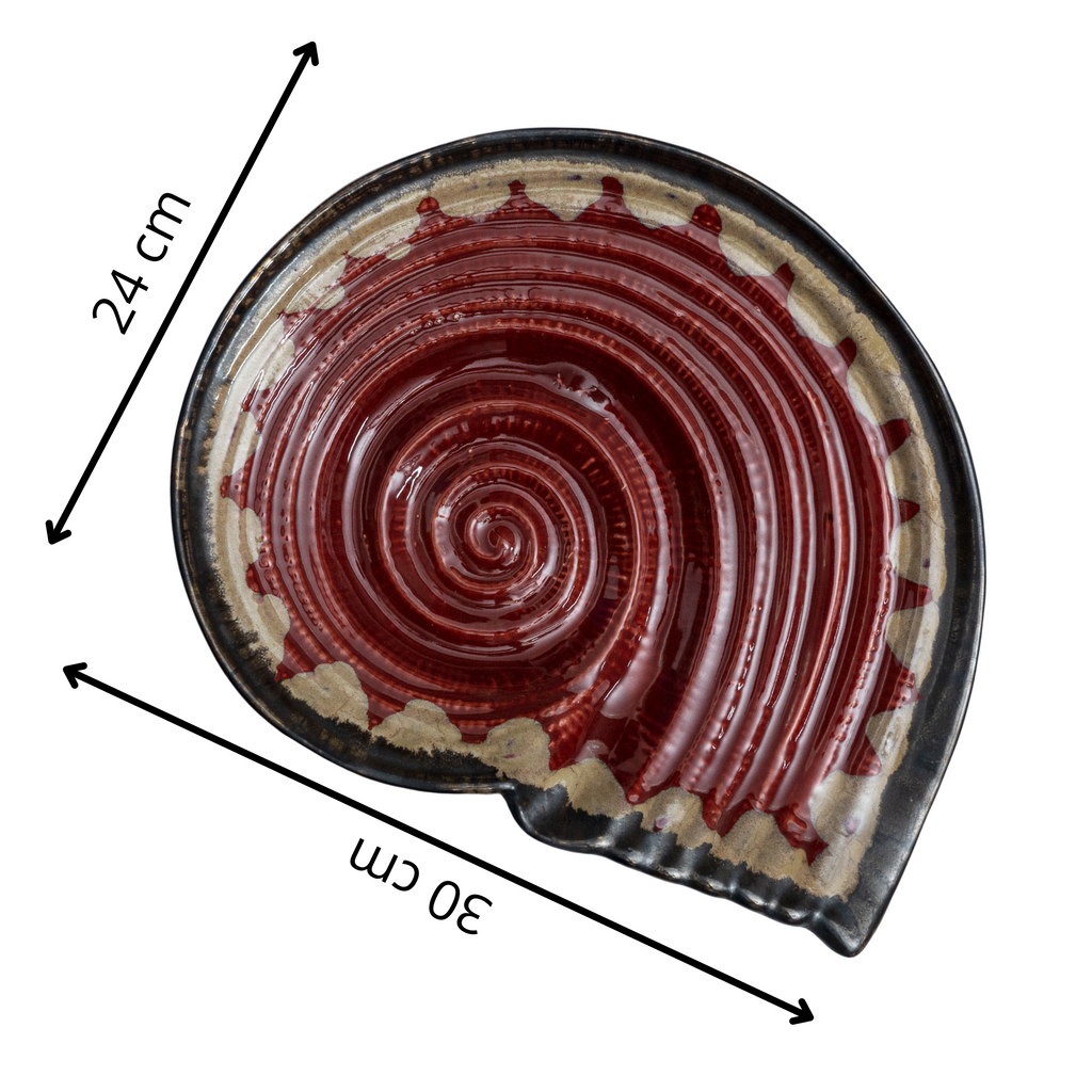 Decokrafts Red Spiral Shell Serving Shell Platter