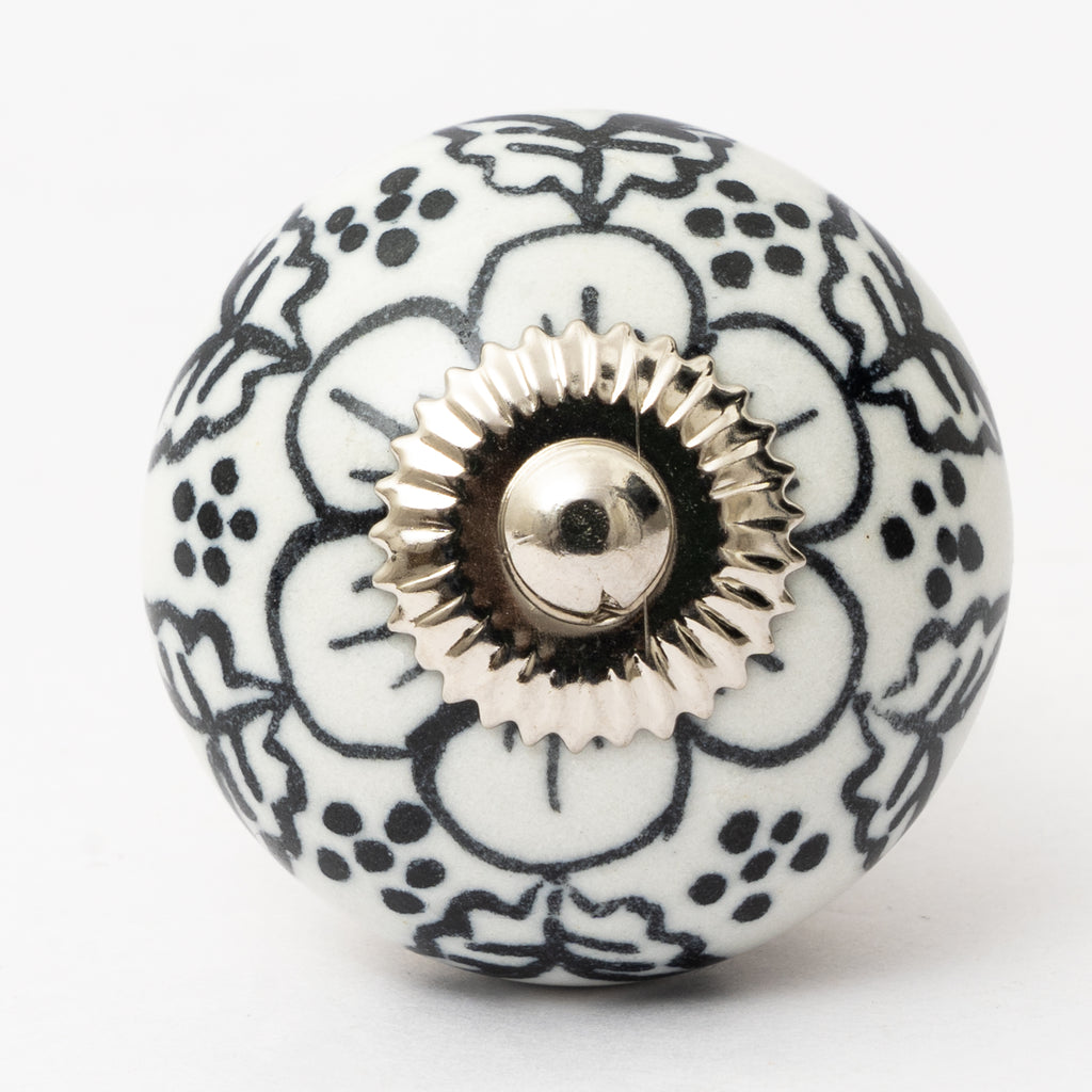 Cursive Flower Ceramic Knob - Set Of 6