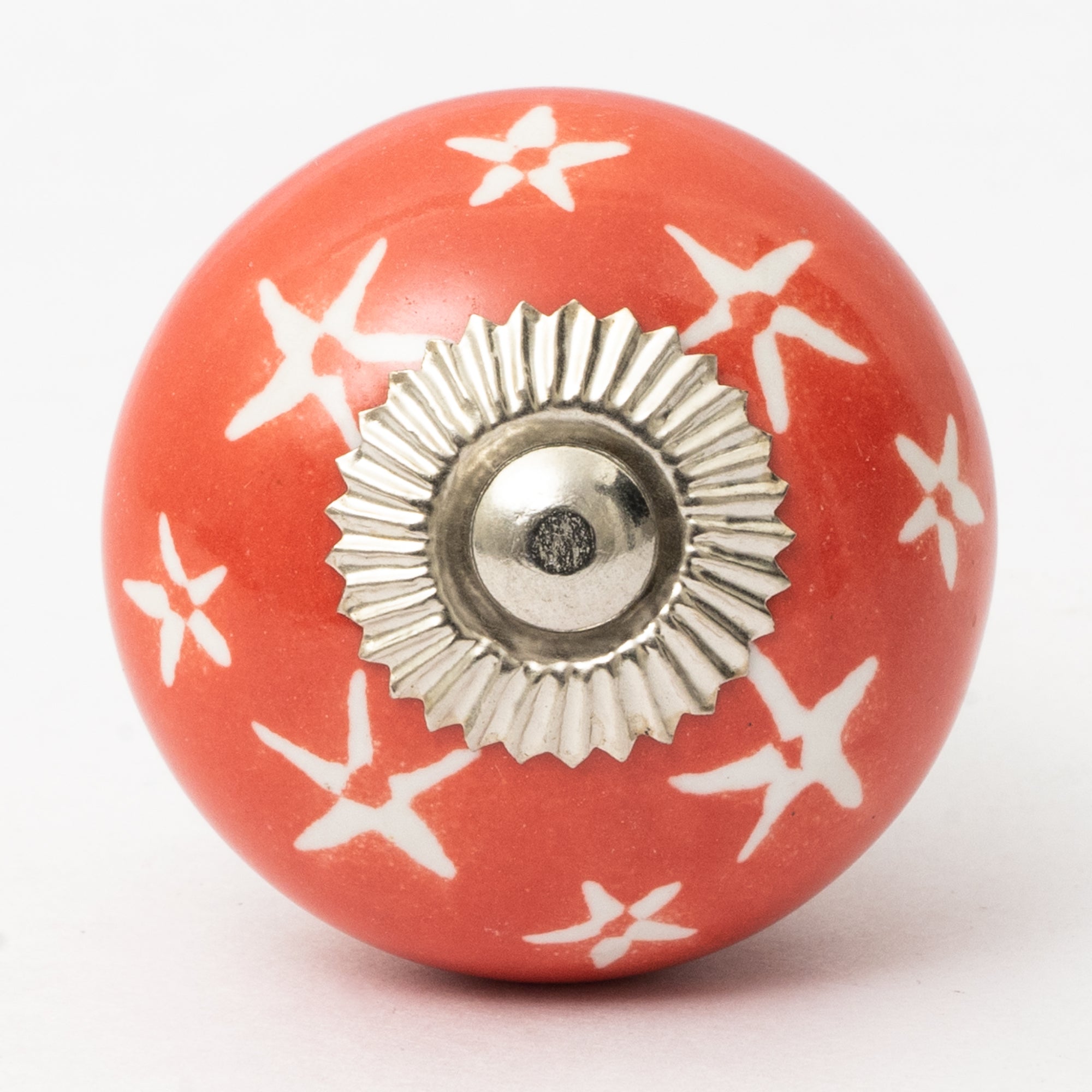 Red White Stars Ceramic Knob - Set Of 6