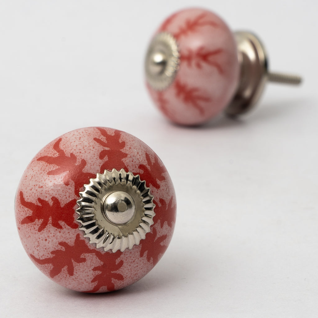 Pink Crackle Ceramic Knob - Set Of 6