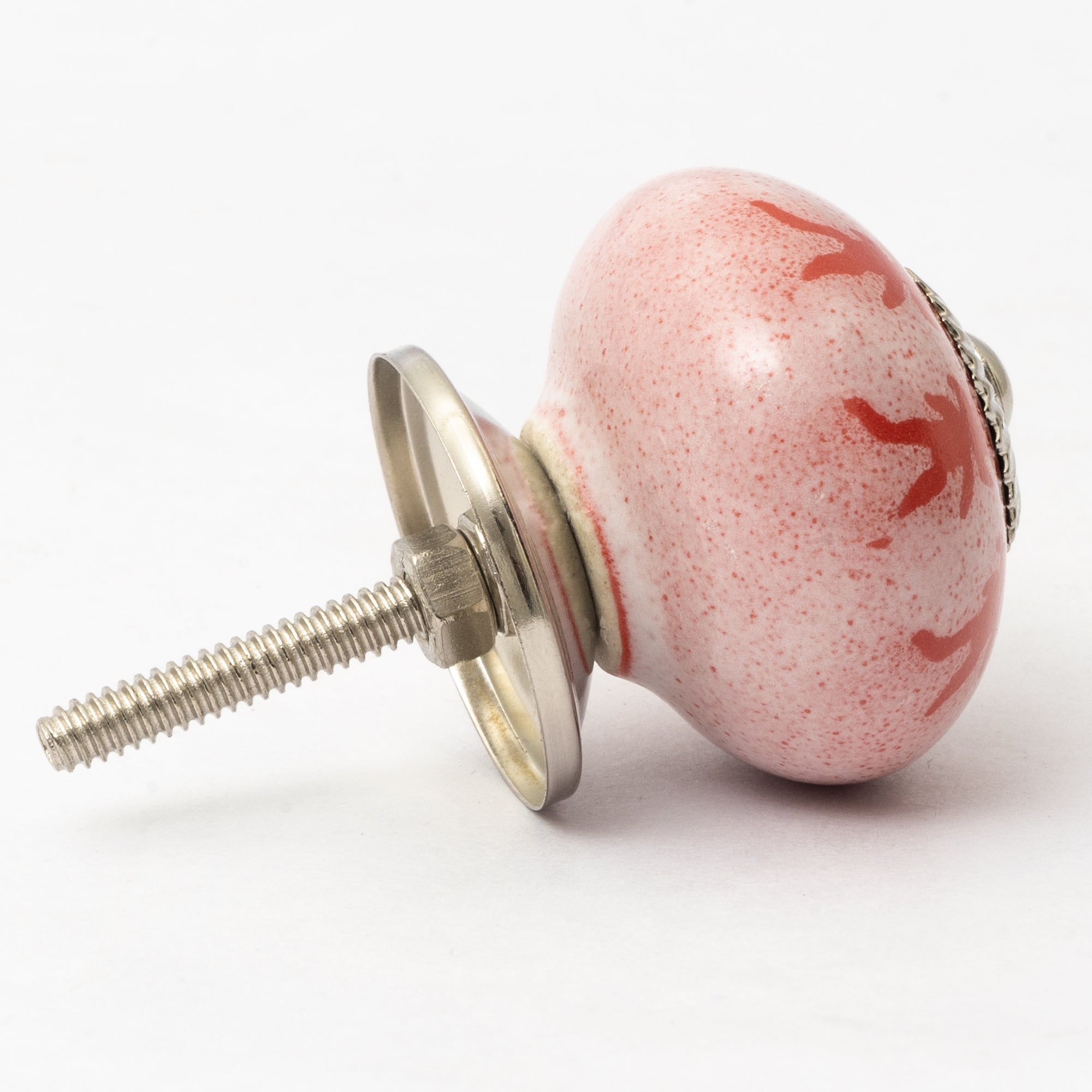 Pink Crackle Ceramic Knob - Set Of 6