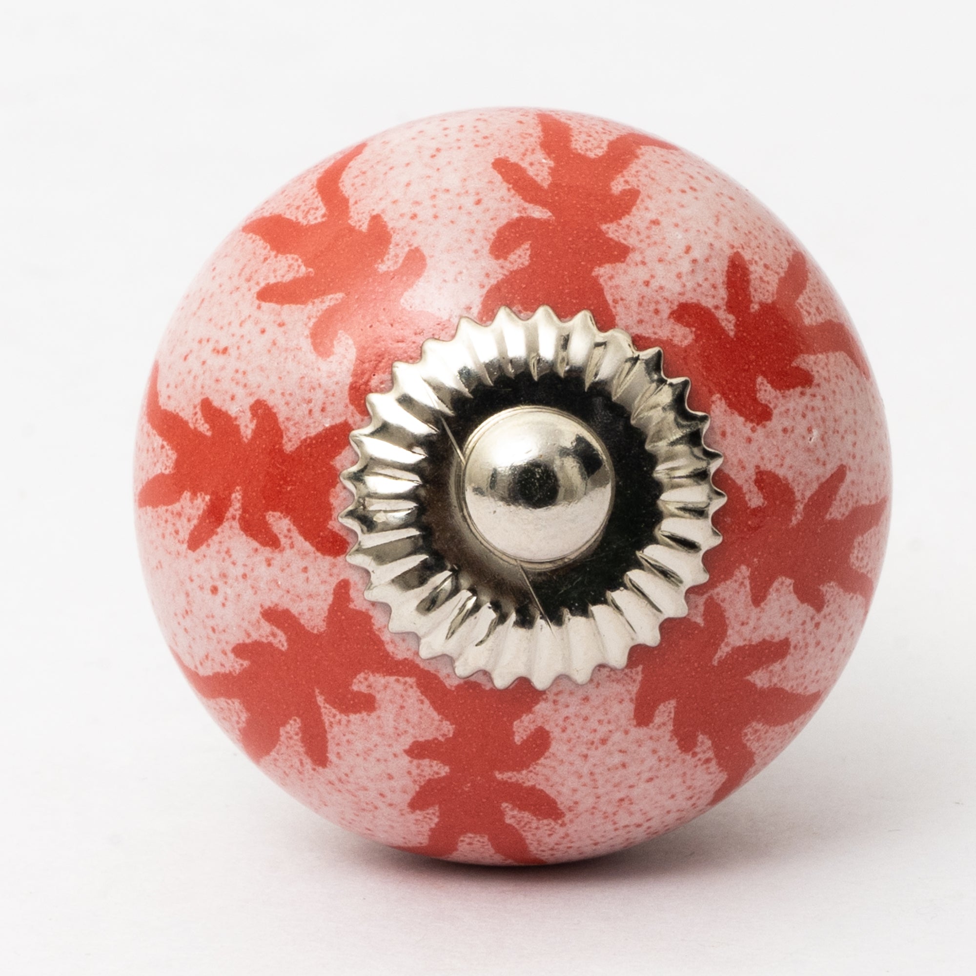 Pink Crackle Ceramic Knob - Set Of 6