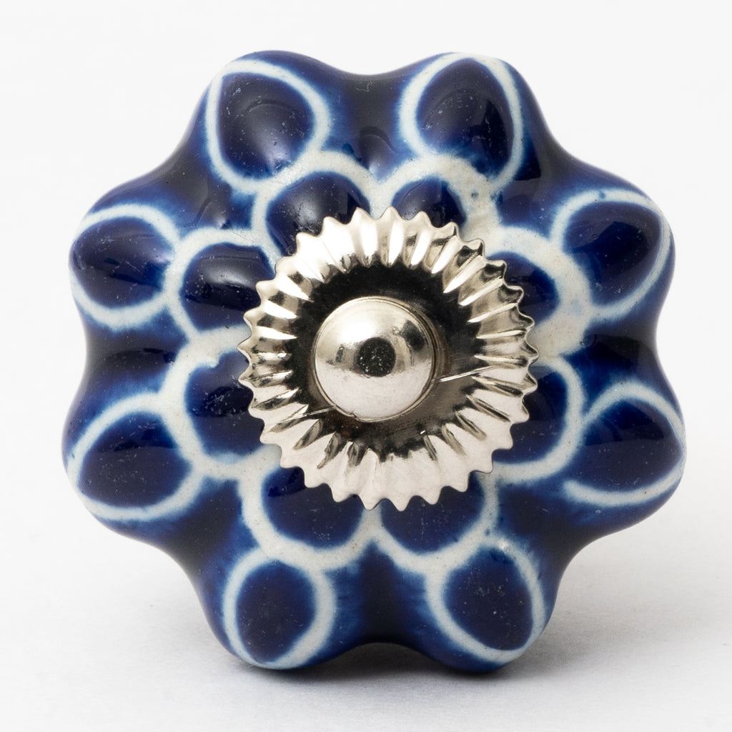 Blue Wild Flower Ceramic Knob - Set Of 6