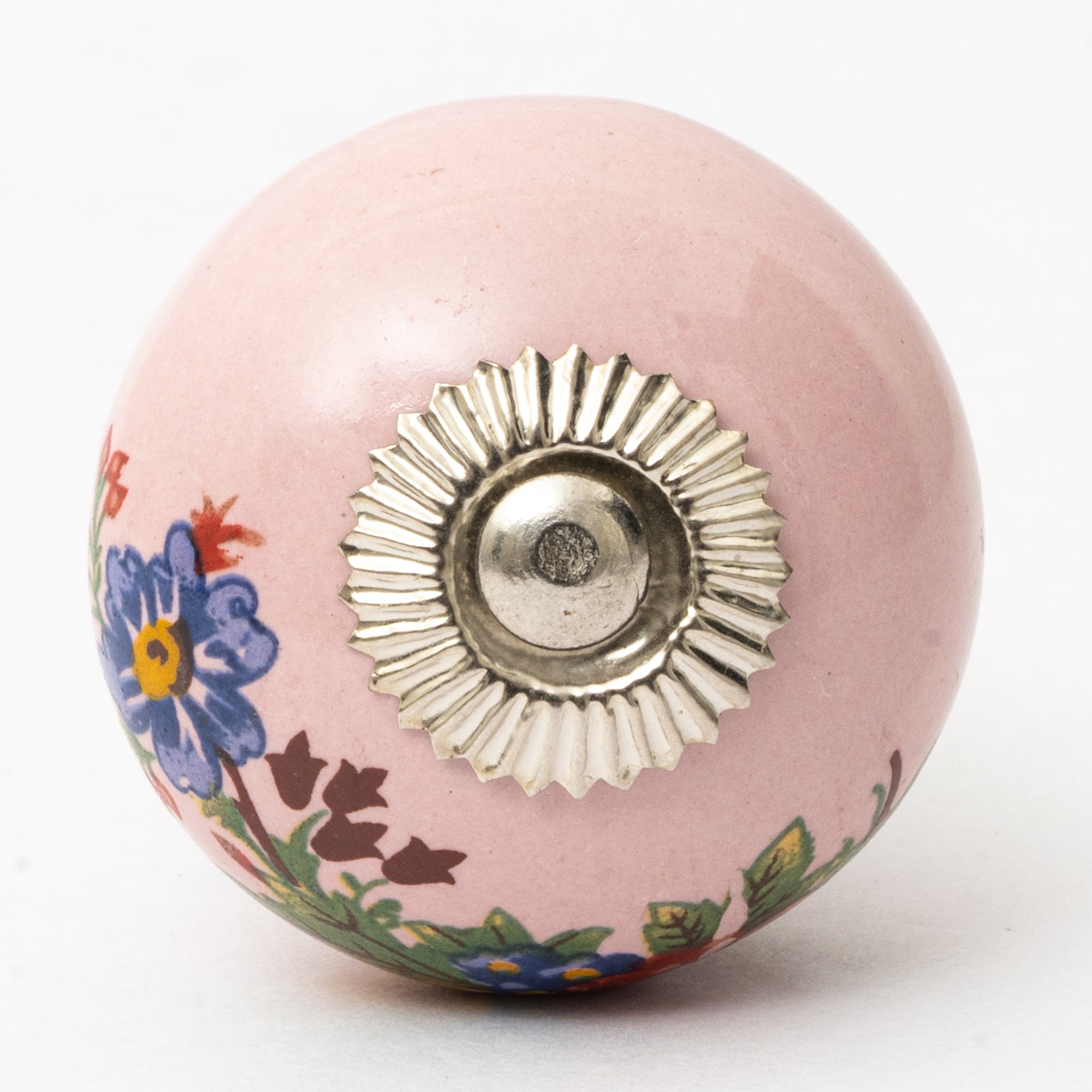 Multicolor Flower Painted Ceramic Knob - Set Of 6