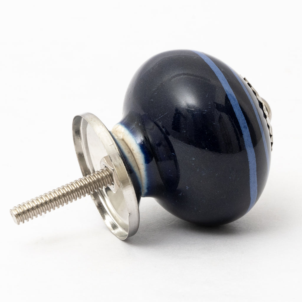 Black Illusive Ceramic Knob - Set Of 6