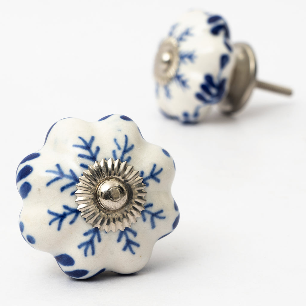 Blue Dandelion Ceramic Knob - Set Of 6