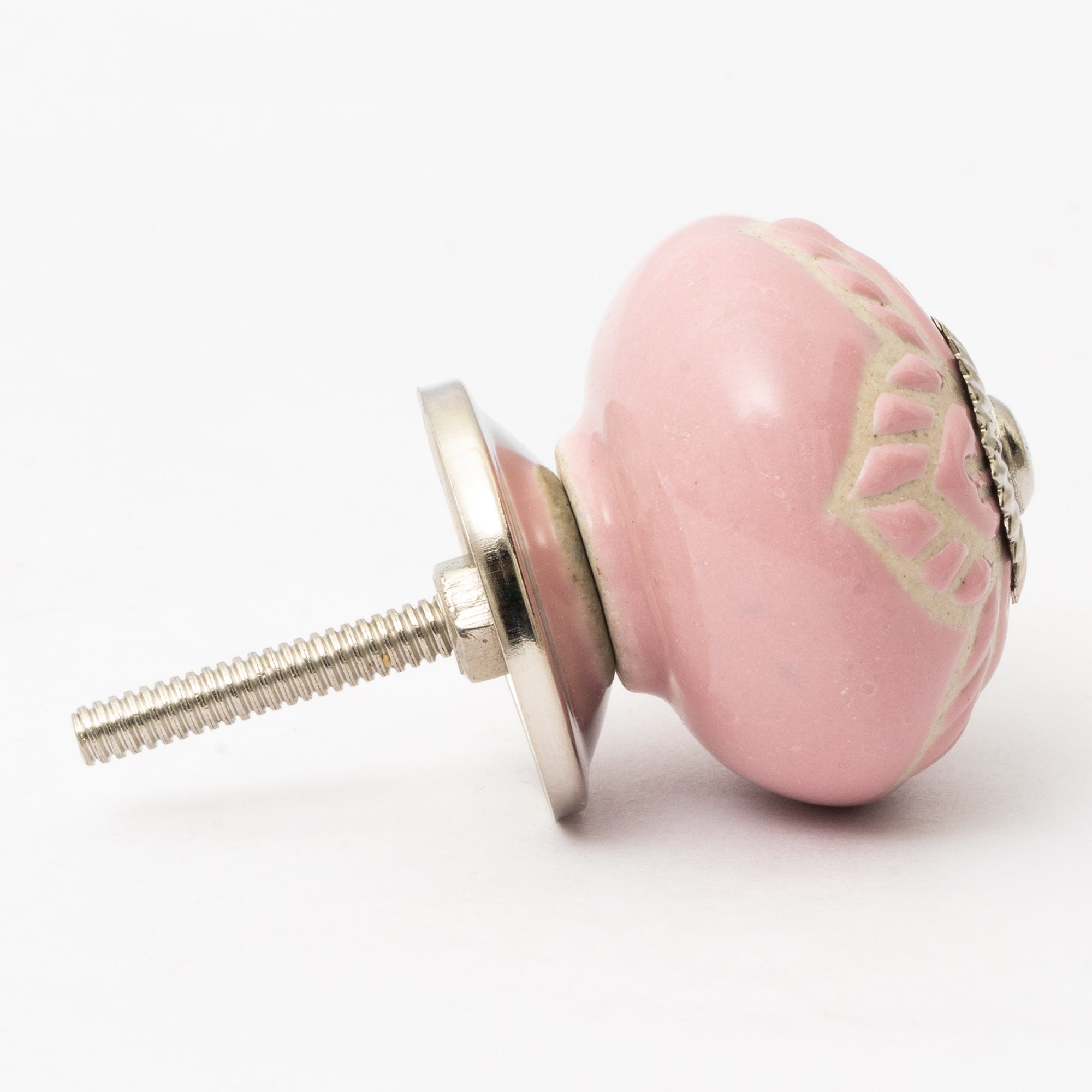 Pink Handflower Ceramic Knob - Set Of 6