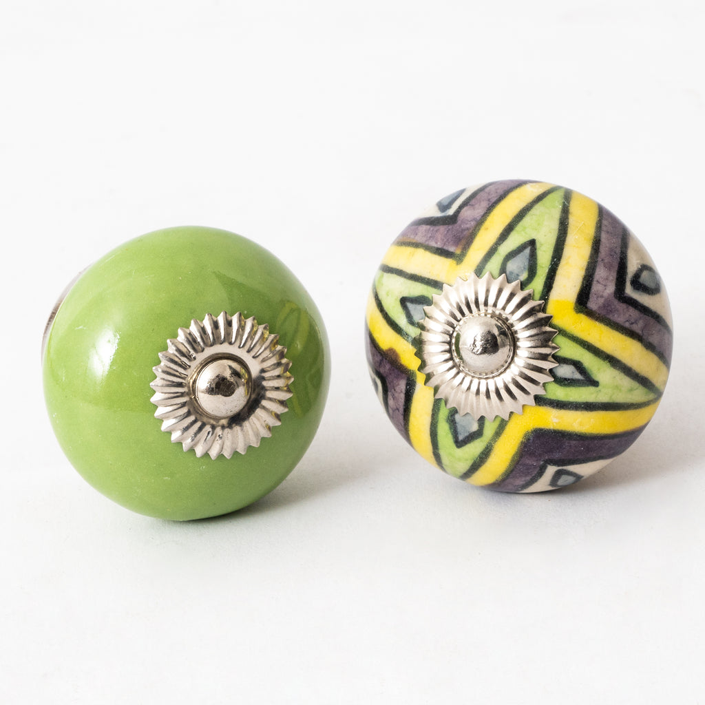 Green Couple Knobs Round Ceramic knobs