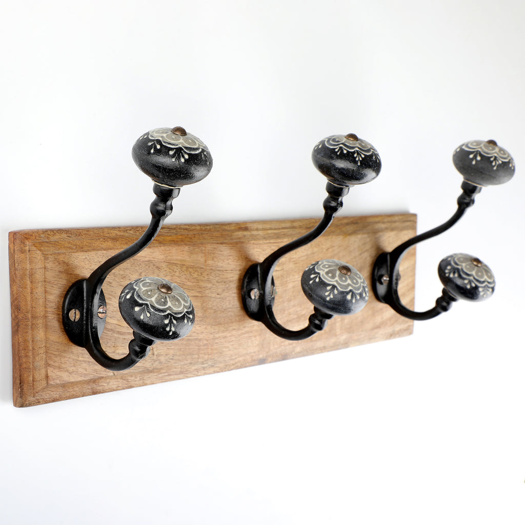 Wood Wall Mounted 3 Designer Hooks with Hardware freeshipping - Decokrafts Store