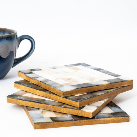 Monochrome Magic Multicolor Square Wooden Coaster freeshipping - Decokrafts Store