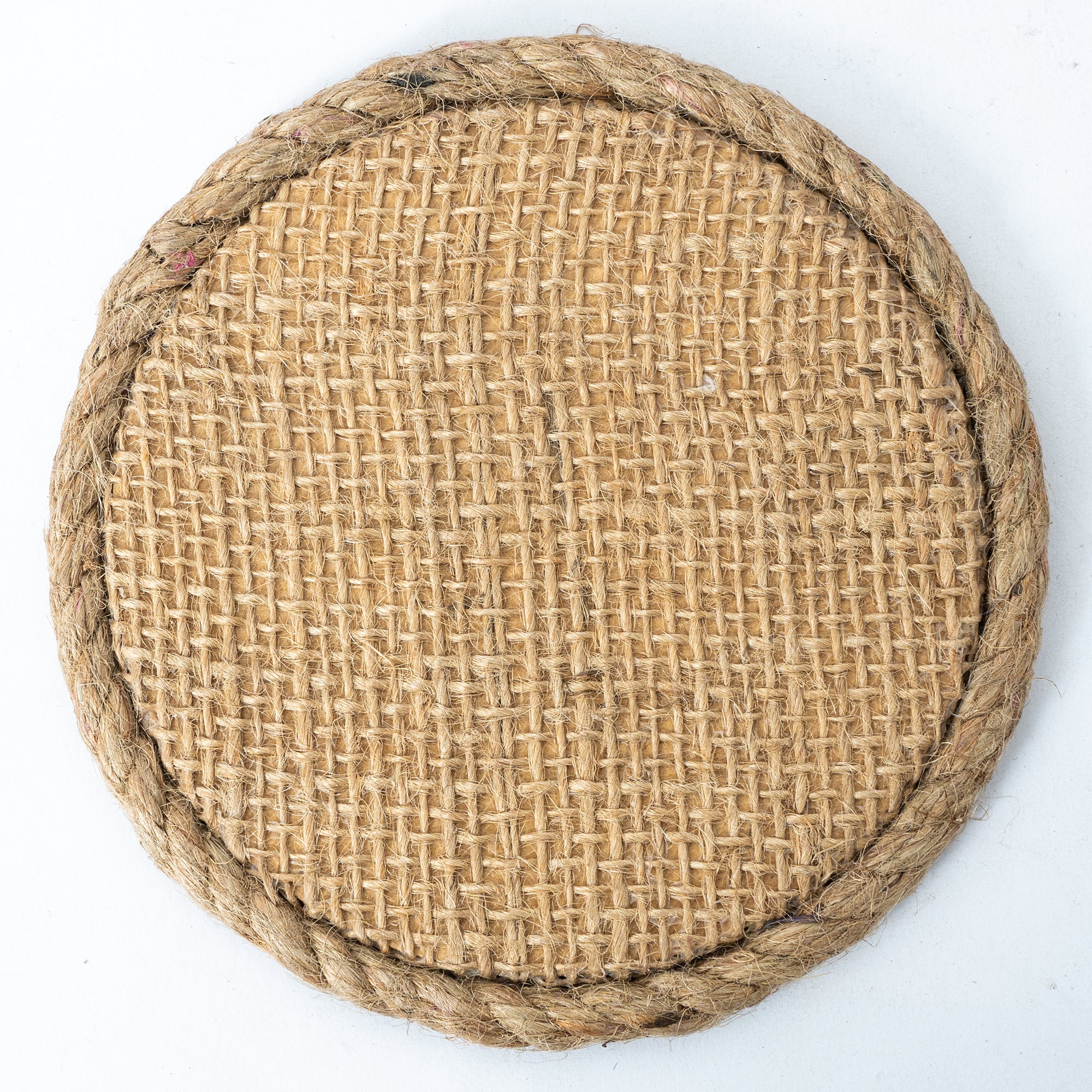 Rustic Weave Brown Circle Wooden Coaster