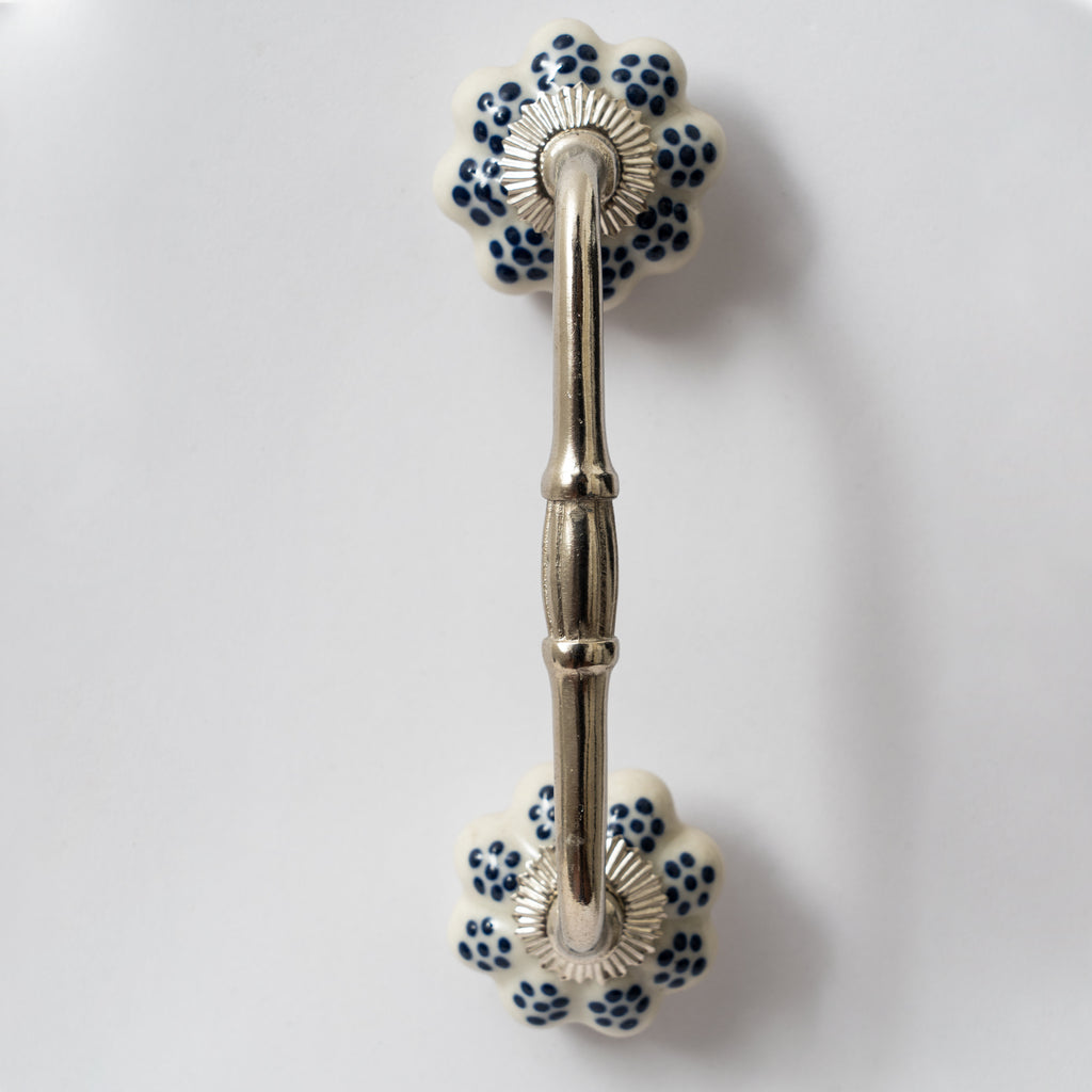 Blue Fleur Door Handle - Set Of 2