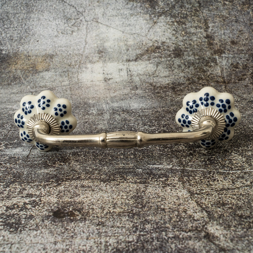 Blue Fleur Door Handle - Set Of 2