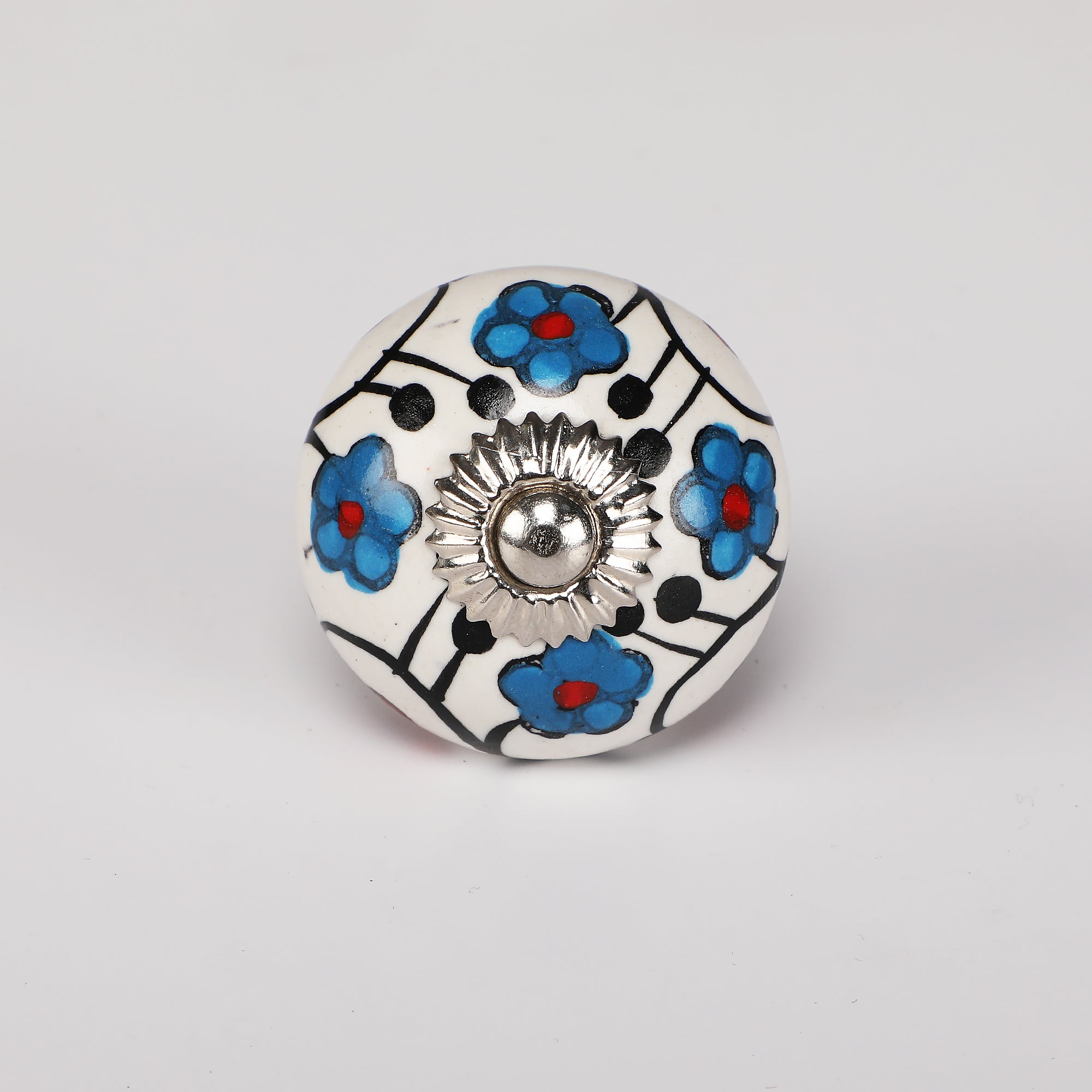 Blue Flower Handpainted Ceramic Knob - Set Of 6 freeshipping - Decokrafts Store