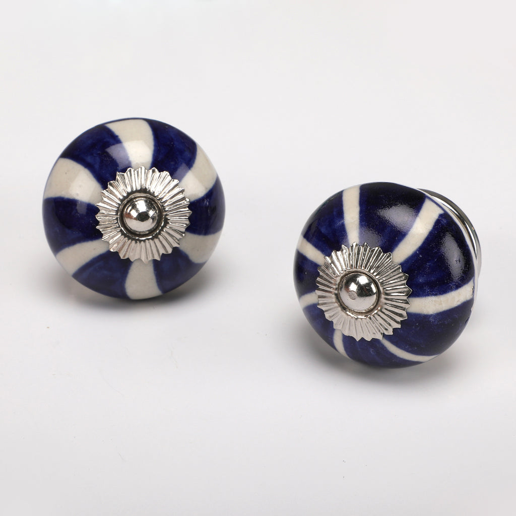 Illusive Blue Stripe Ceramic Knob - Set Of 6 freeshipping - Decokrafts Store