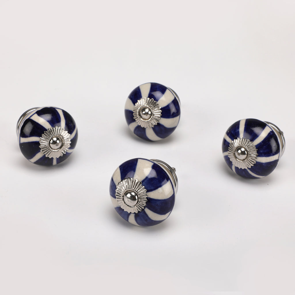 Illusive Blue Stripe Ceramic Knob - Set Of 6 freeshipping - Decokrafts Store