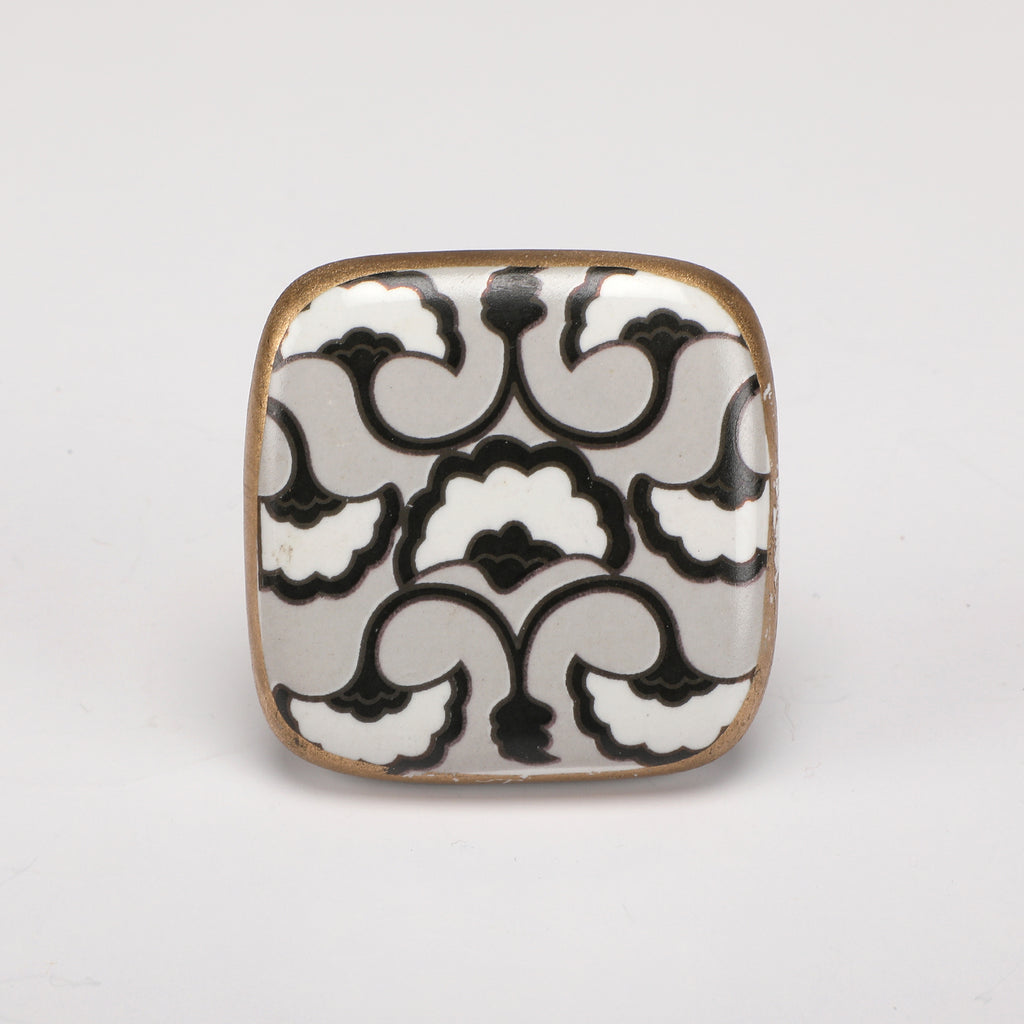 Ivory Square Stucked Smoke Ceramic Knob - Set Of 6 freeshipping - Decokrafts Store