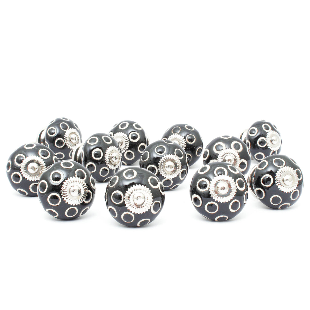 Black Rings Ceramic Knob - Set Of 6 freeshipping - Decokrafts Store