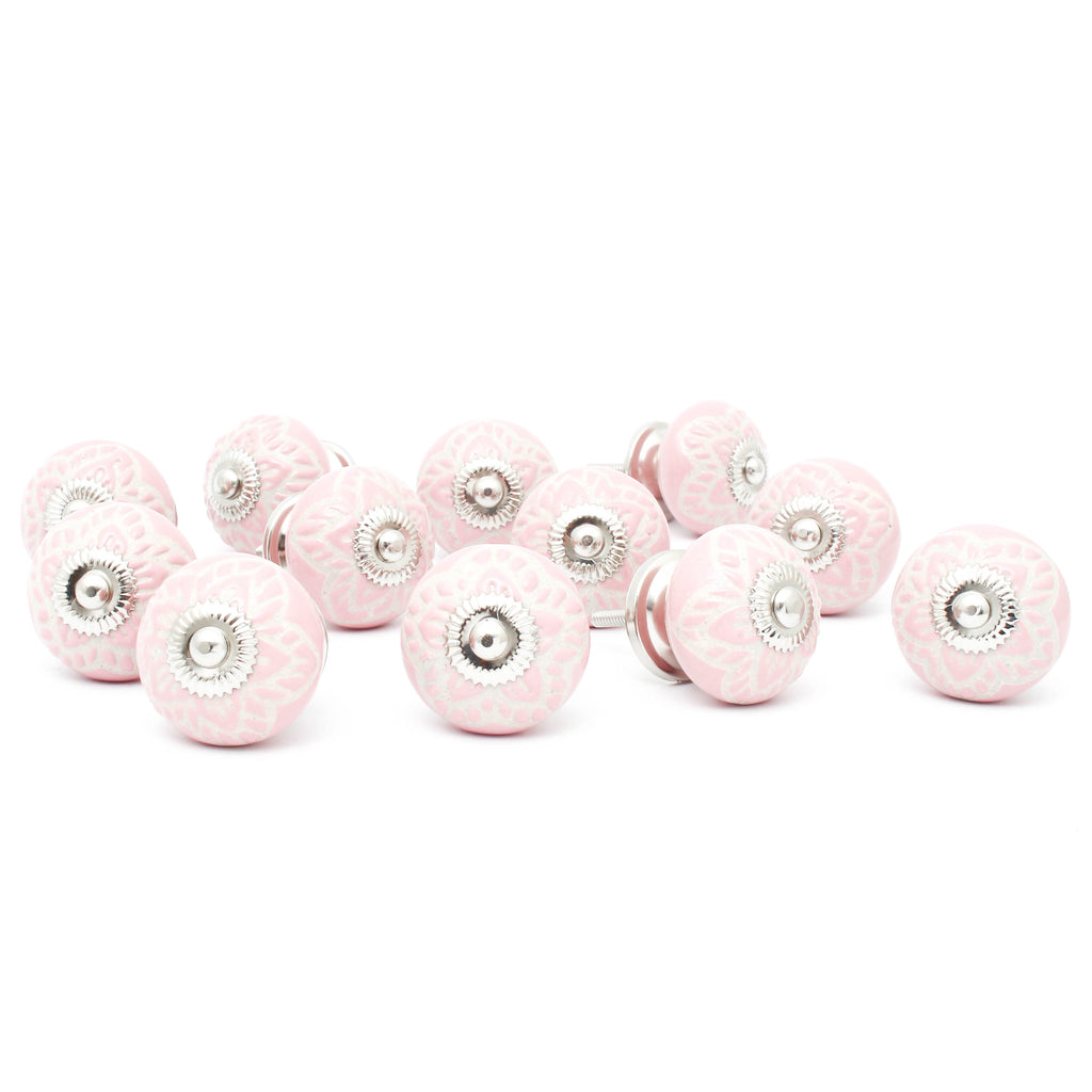 Pink Handflower Ceramic Knob - Set Of 6 freeshipping - Decokrafts Store