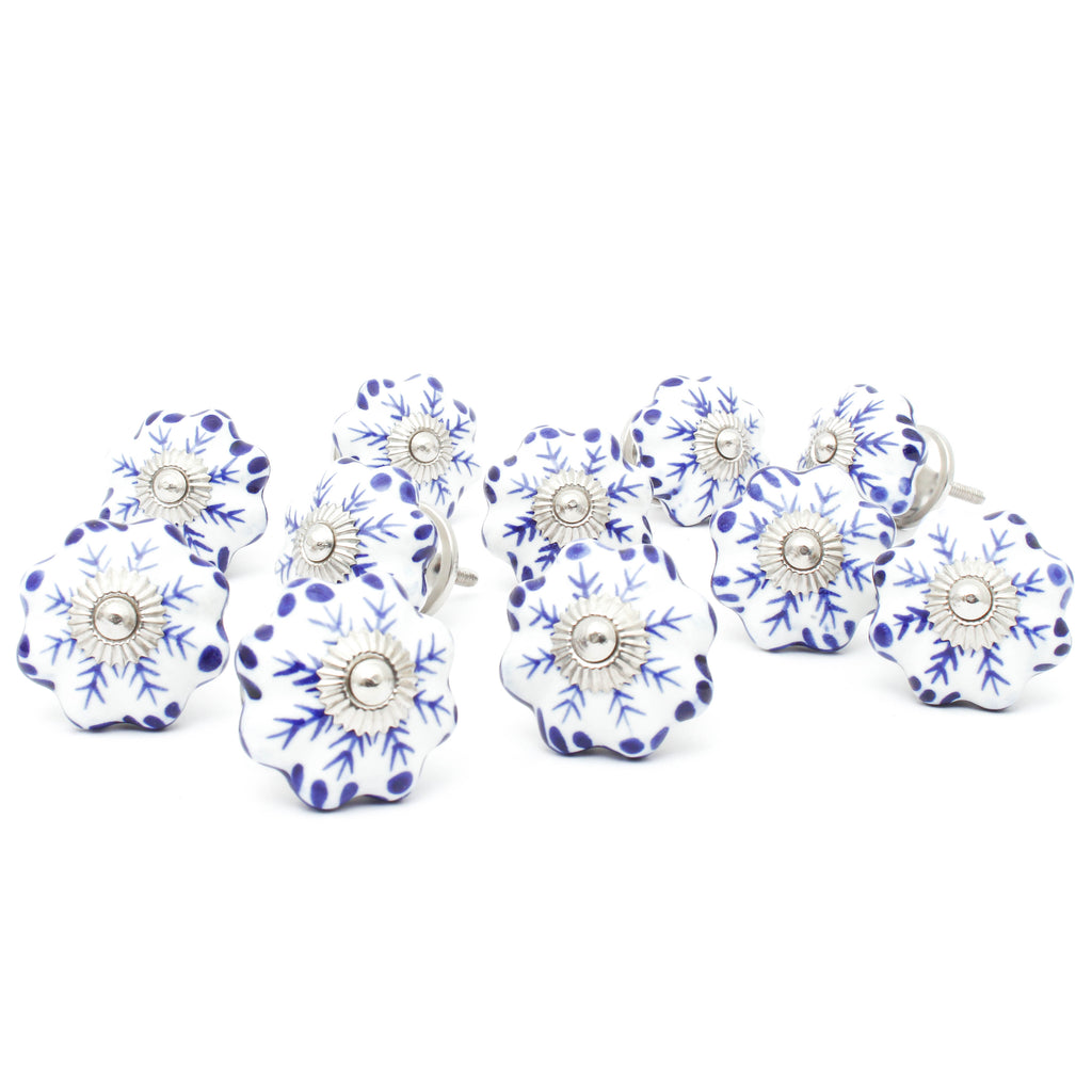 Blue Dandelion Ceramic Knob - Set Of 6 freeshipping - Decokrafts Store