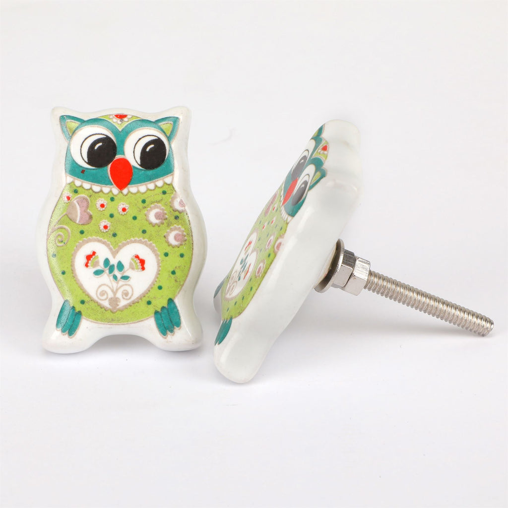 Quirky Owl Ceramic Knob - Set Of 6 freeshipping - Decokrafts Store