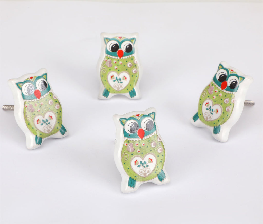 Quirky Owl Ceramic Knob - Set Of 6 freeshipping - Decokrafts Store