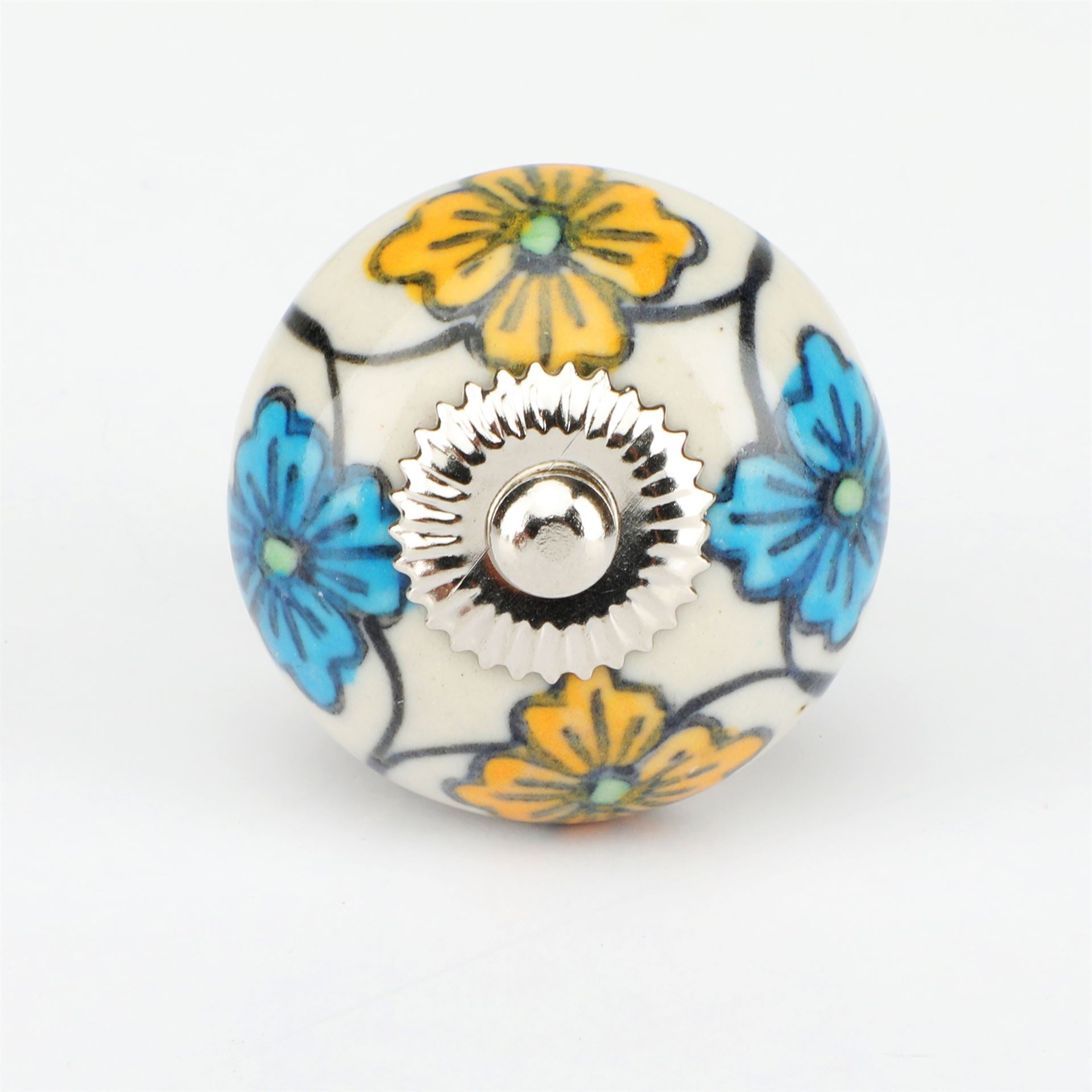 Mali Flower Handpainted Ceramic Knob - Set Of 6 freeshipping - Decokrafts Store