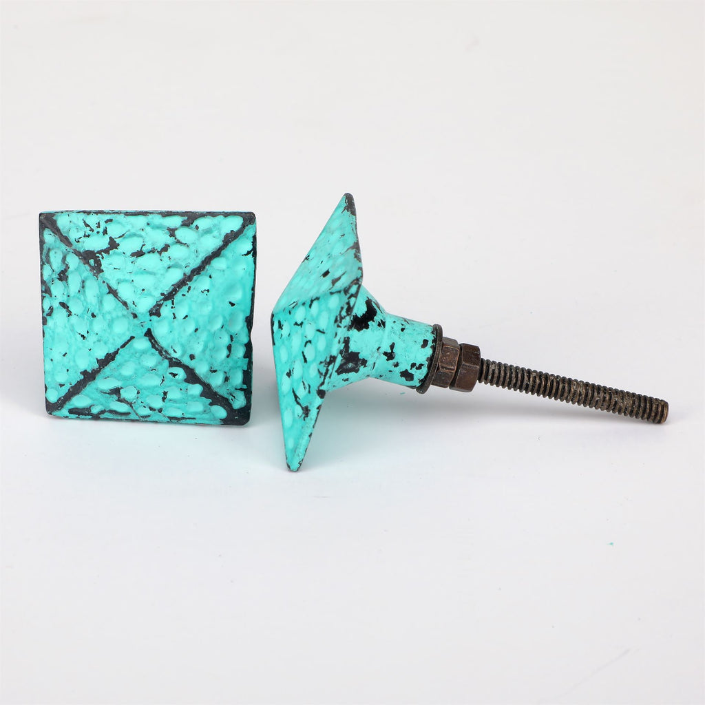 Cyan Pyramids Ceramic Knob - Set Of 6 freeshipping - Decokrafts Store