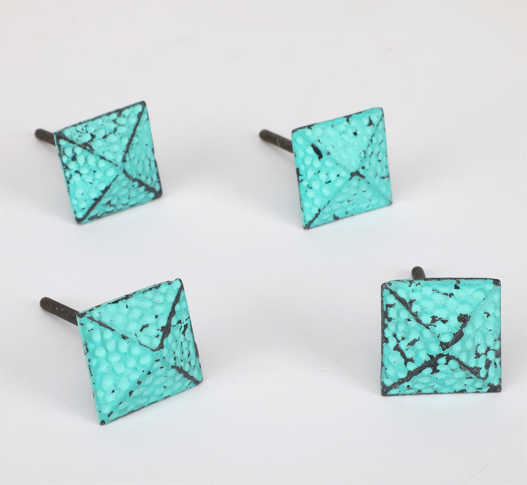 Cyan Pyramids Ceramic Knob - Set Of 6 freeshipping - Decokrafts Store