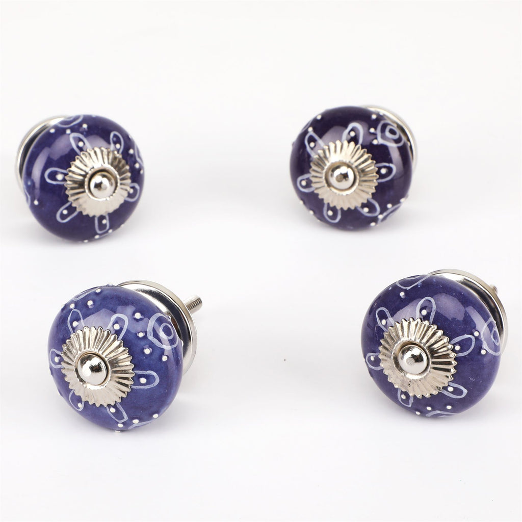 Purple Handpainted Ceramic Knob - Set Of 6 freeshipping - Decokrafts Store