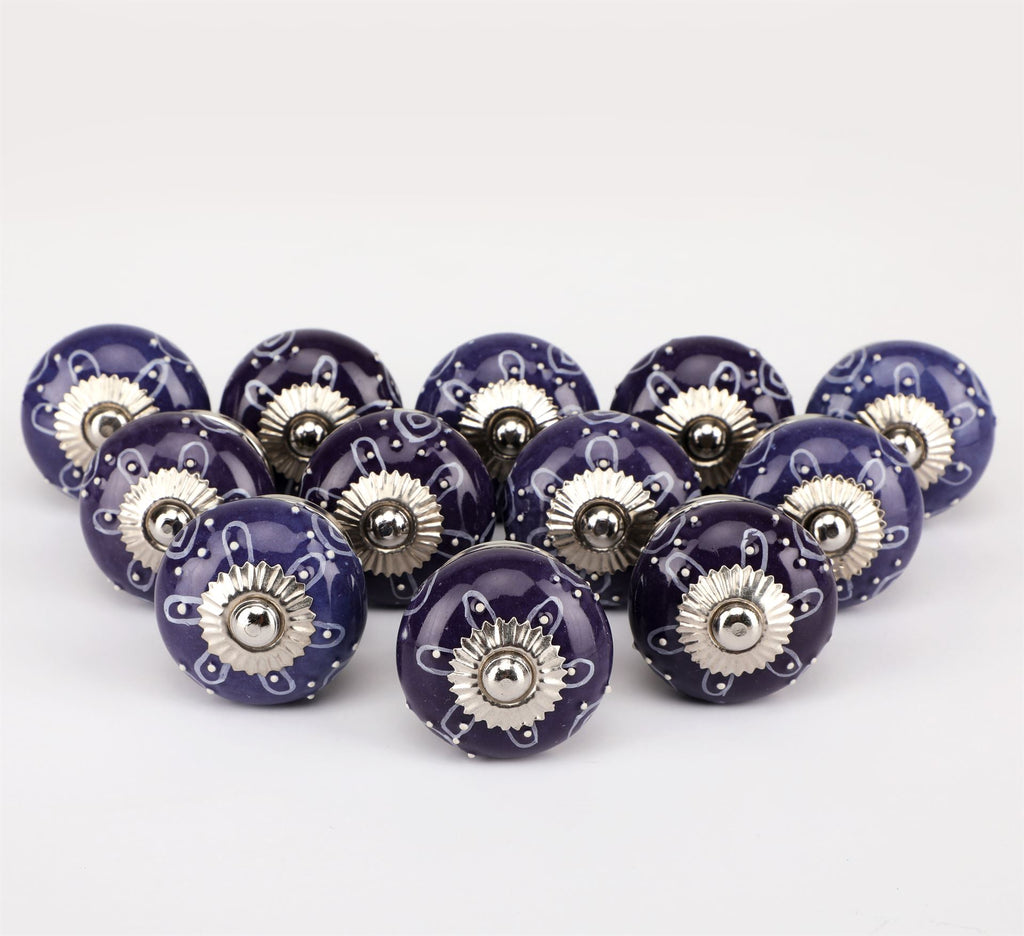 Purple Handpainted Ceramic Knob - Set Of 6 freeshipping - Decokrafts Store