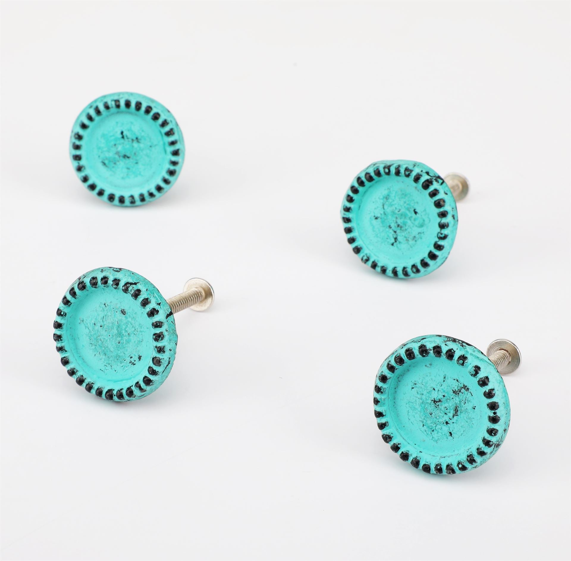 Old Dish Cyan Metal Knob - Set Of 6 freeshipping - Decokrafts Store