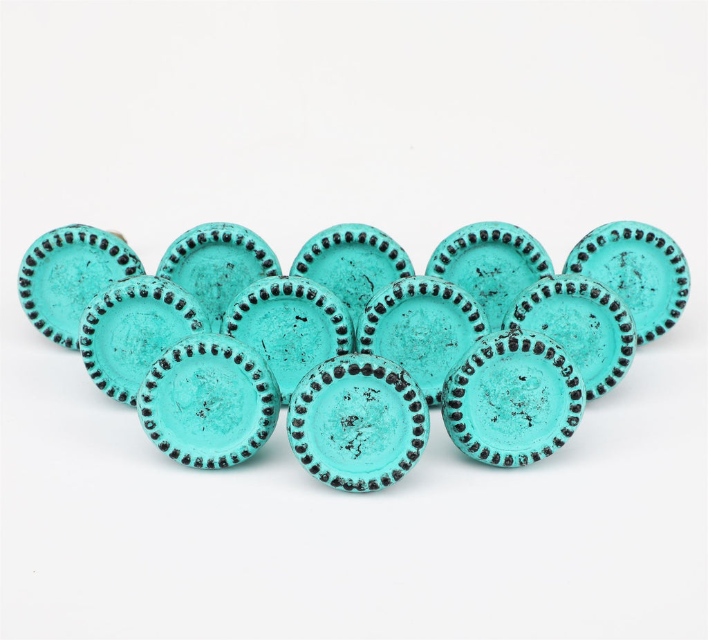 Old Dish Cyan Metal Knob - Set Of 6 freeshipping - Decokrafts Store