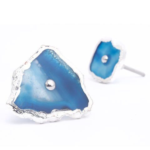 Silver Blue Agate Knob - Set Of 6 freeshipping - Decokrafts Store