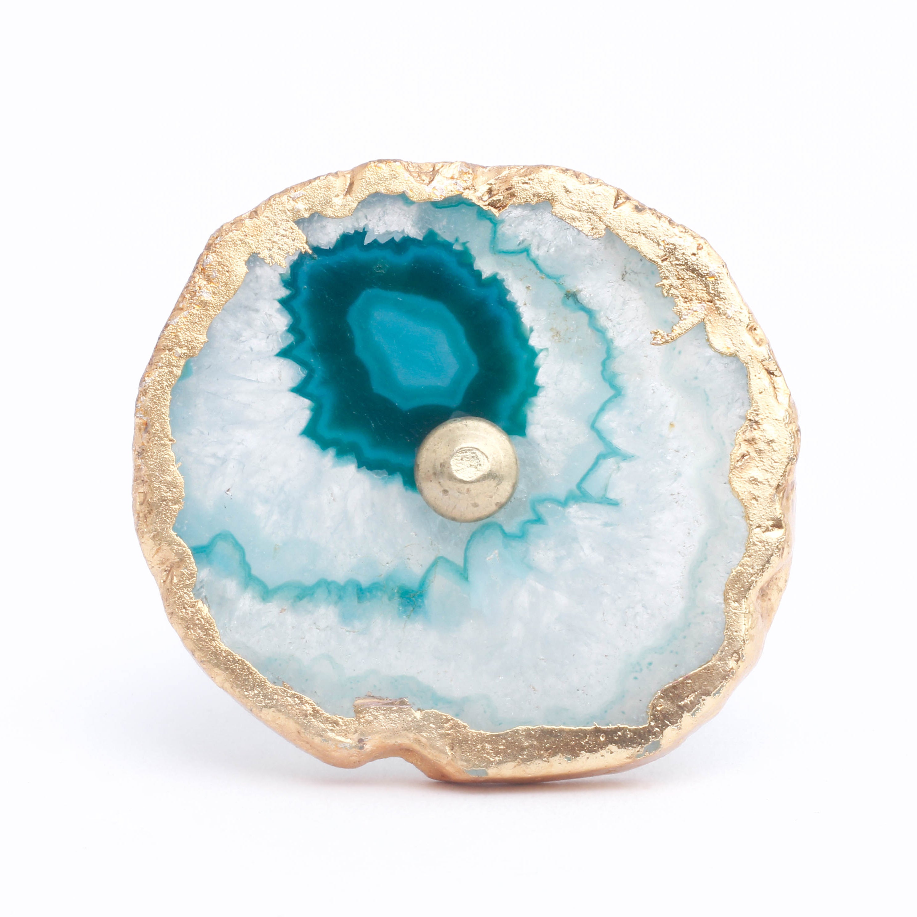 Gold Cyan Agate Knob - Set Of 6 freeshipping - Decokrafts Store