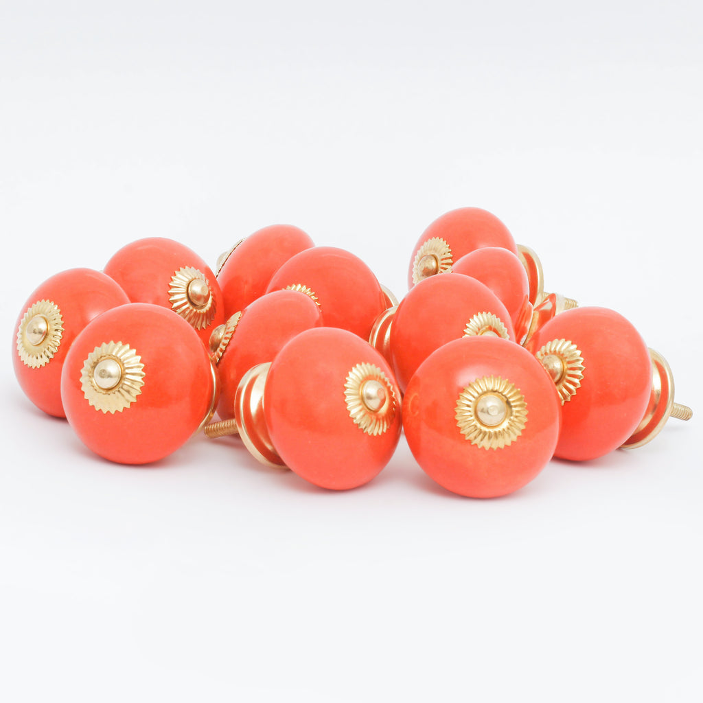 Orange Tomatoes Ceramic Knobs - Set Of 6 freeshipping - Decokrafts Store