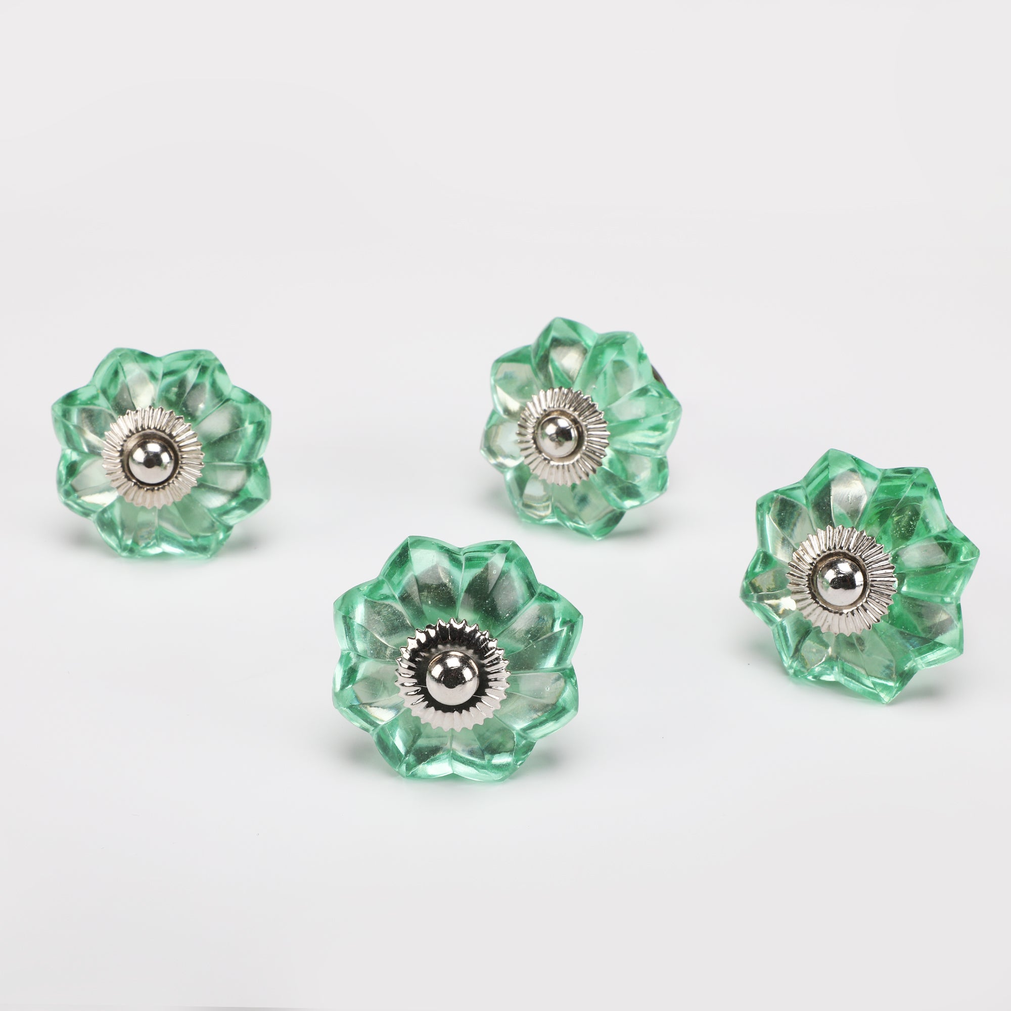 Green Wild Flower Glass Knob - Set Of 6 freeshipping - Decokrafts Store