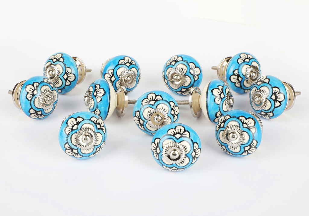 Bluflower Ceramic Knobs - Set Of 6 freeshipping - Decokrafts Store