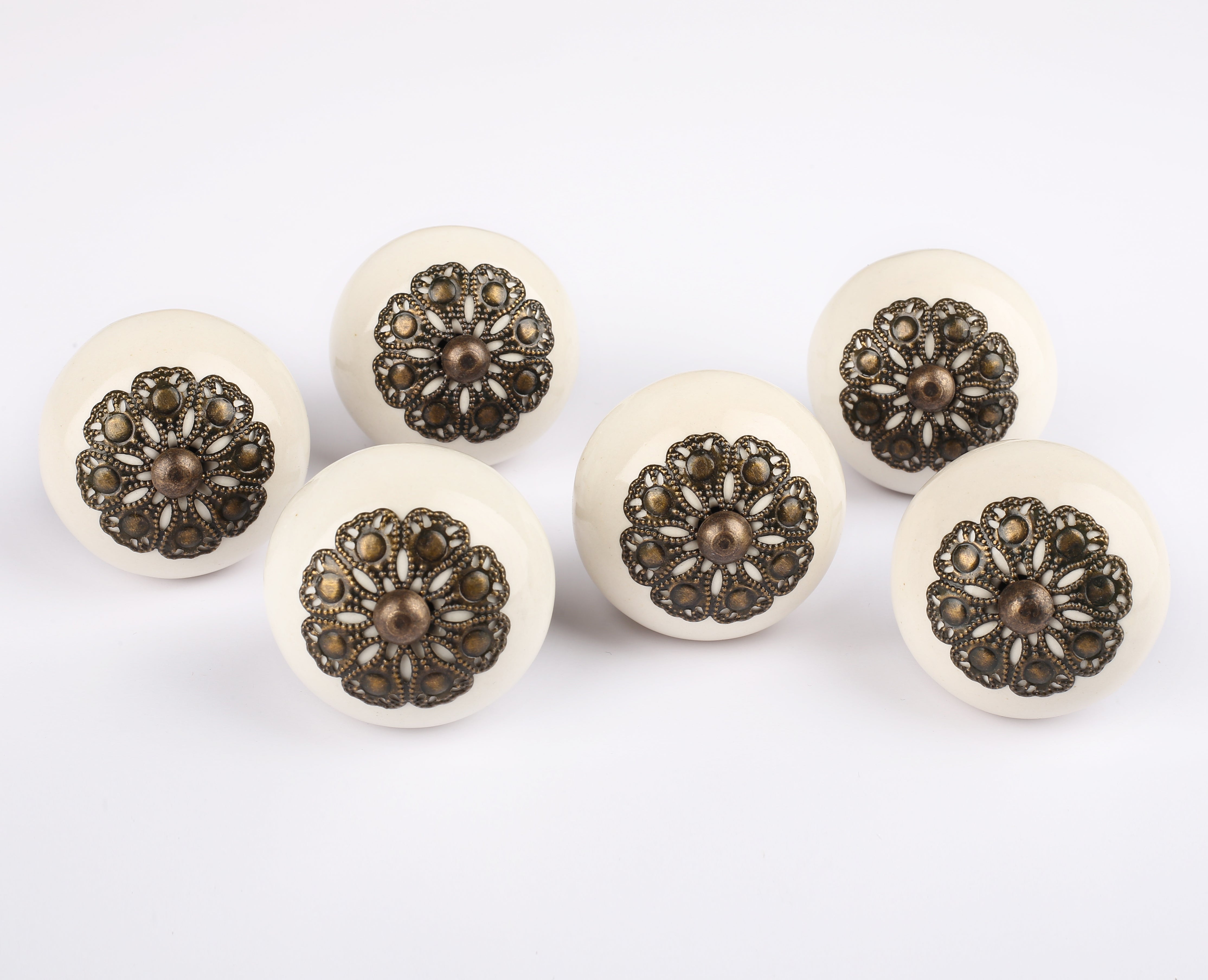 Whiteflogree Ceramic Knobs - Set Of 6 freeshipping - Decokrafts Store