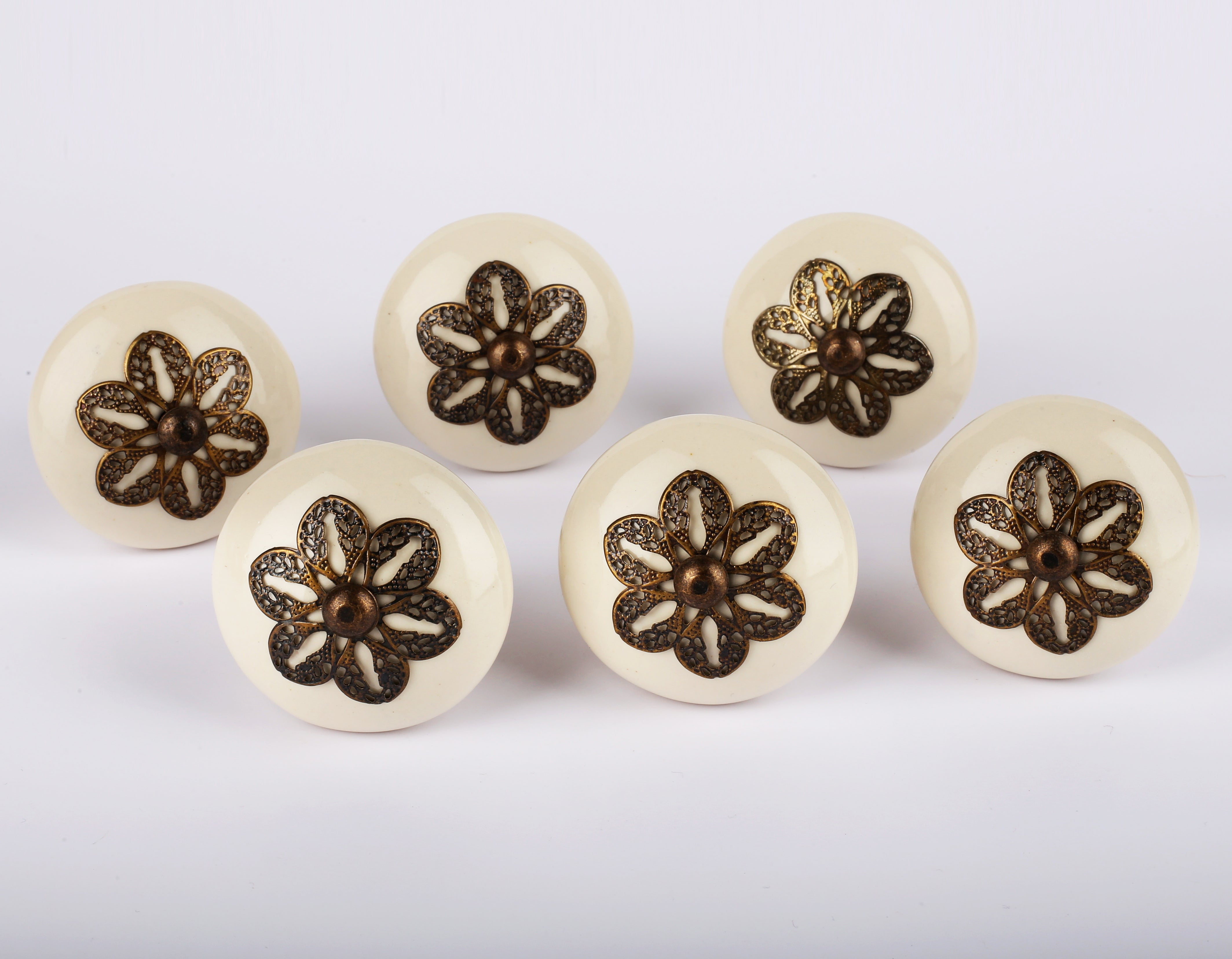 Miniflower Ceramic Knobs - Set Of 6 freeshipping - Decokrafts Store