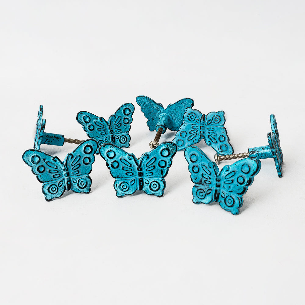 Ripper Blue Butterfly Metals Knob - Set Of 6 freeshipping - Decokrafts Store