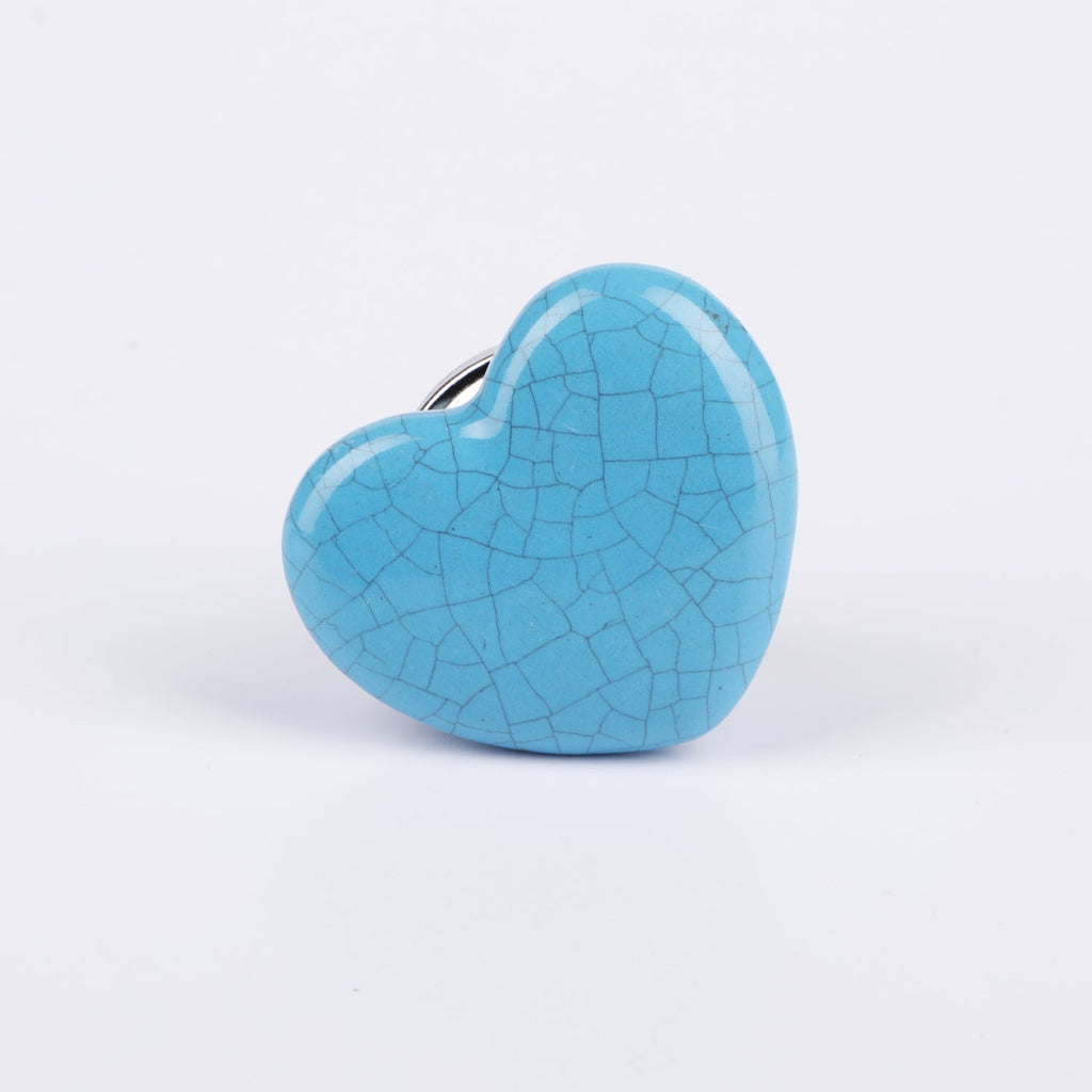 Blue Heart Ceramic Knob - Set Of 6 freeshipping - Decokrafts Store