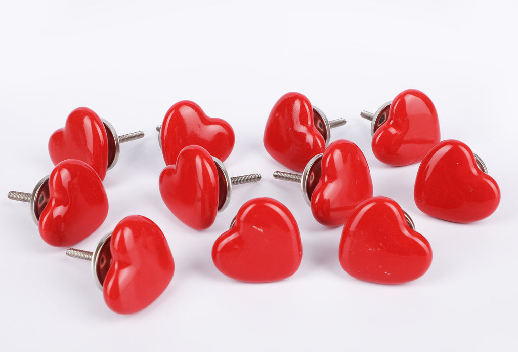 Red Heart Ceramic Knob - Set Of 6 freeshipping - Decokrafts Store