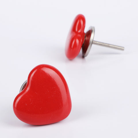 Red Heart Ceramic Knob - Set Of 6 freeshipping - Decokrafts Store