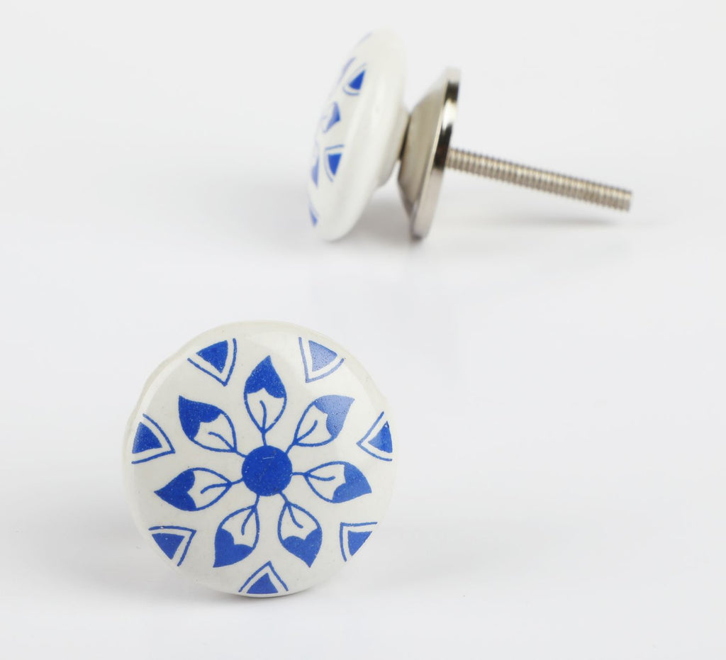 Bluemic Leaf Ceramic Knob - Set Of 6 freeshipping - Decokrafts Store