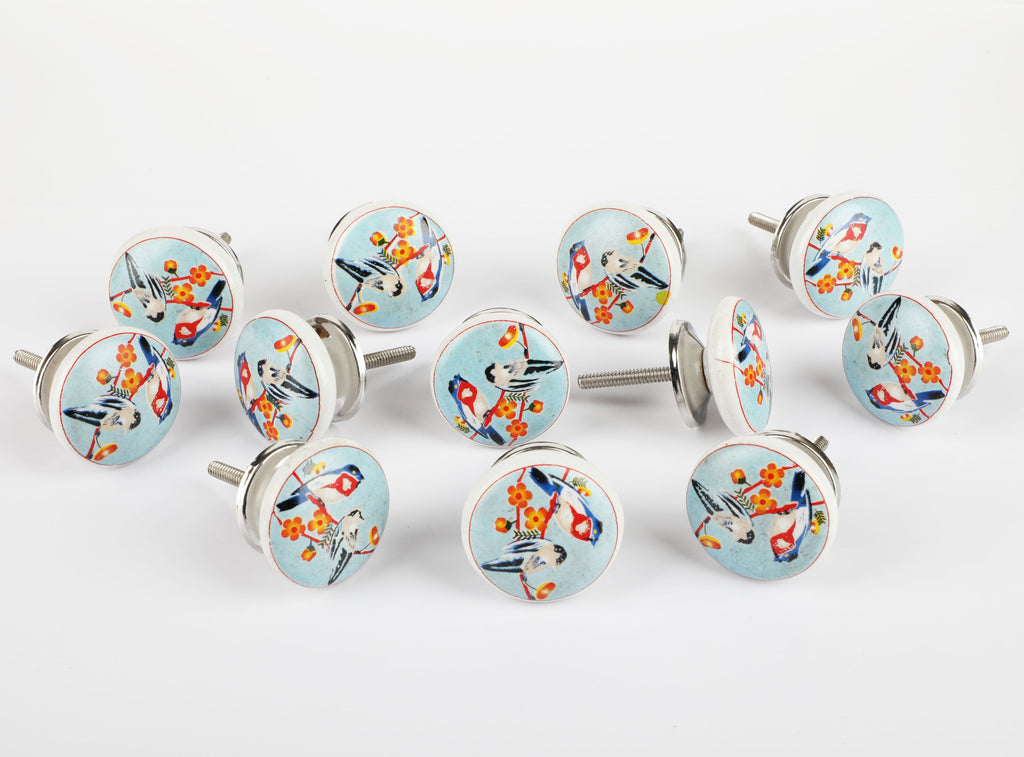 Kimsum Birds Ceramic Knob - Set Of 6 freeshipping - Decokrafts Store