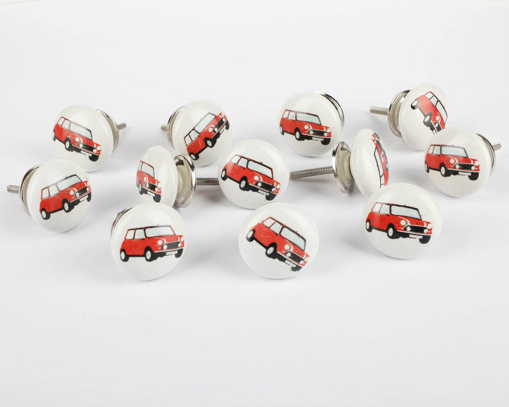 Round Red Car Ceramic Knob - Set Of 6 freeshipping - Decokrafts Store