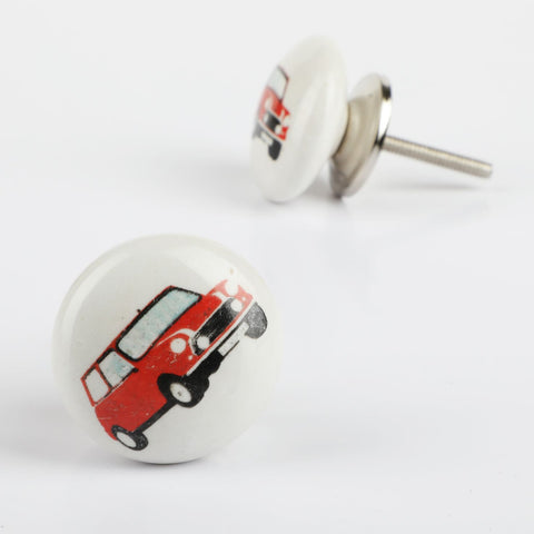 Round Red Car Ceramic Knob - Set Of 6 freeshipping - Decokrafts Store