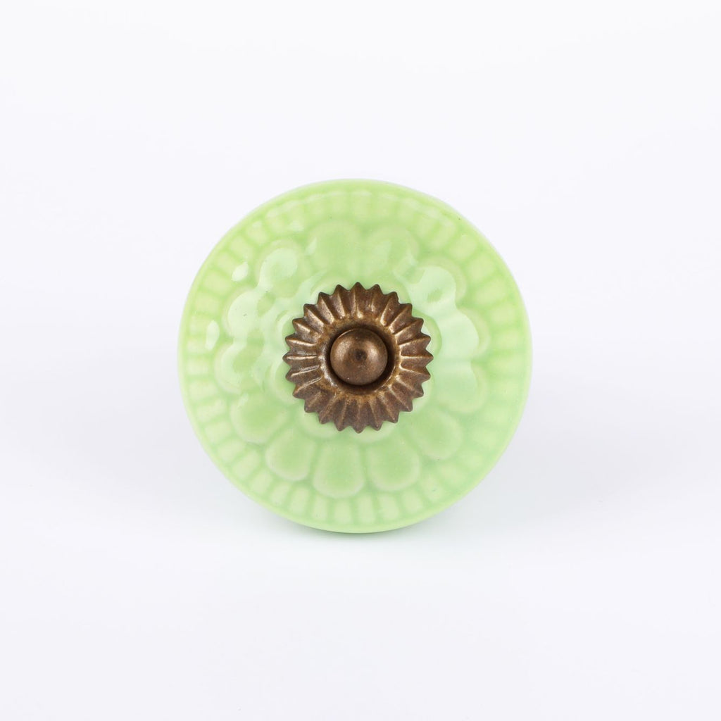 Round Green Naps Ceramic Knob - Set Of 6 freeshipping - Decokrafts Store