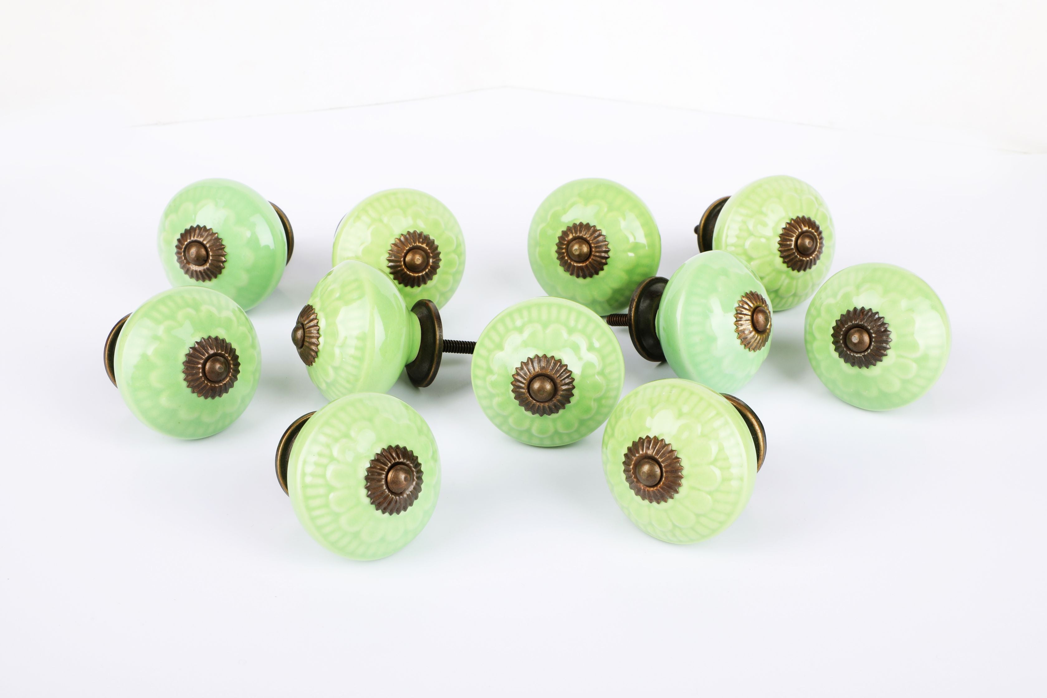 Round Green Naps Ceramic Knob - Set Of 6 freeshipping - Decokrafts Store